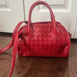 Urban Expressions Kristie Red Woven Satchel, vegan leather